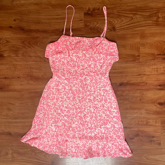 Pink White Ditsy Small Floral Flower Ruffle Mini Sundress Trixxi Size S - Picture 2 of 5